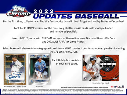 2022 Topps Chrome Update Series Baseball Hobby Box